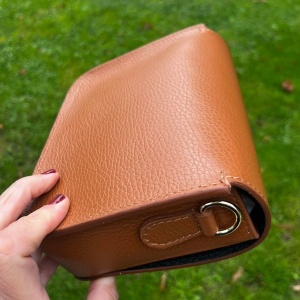 Leather Gold Tone Bag - Tan